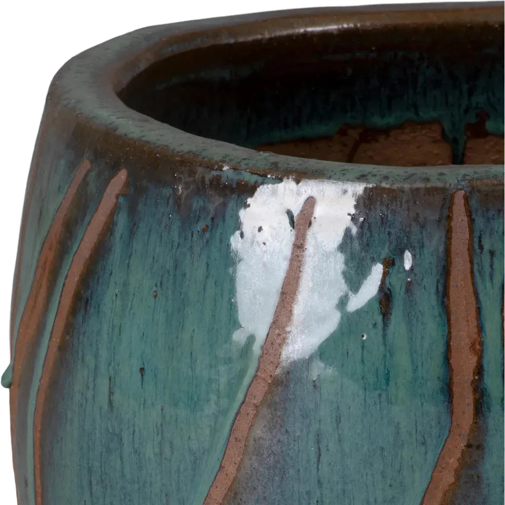 Emissary Breeze Round Teal Ceramic Planter