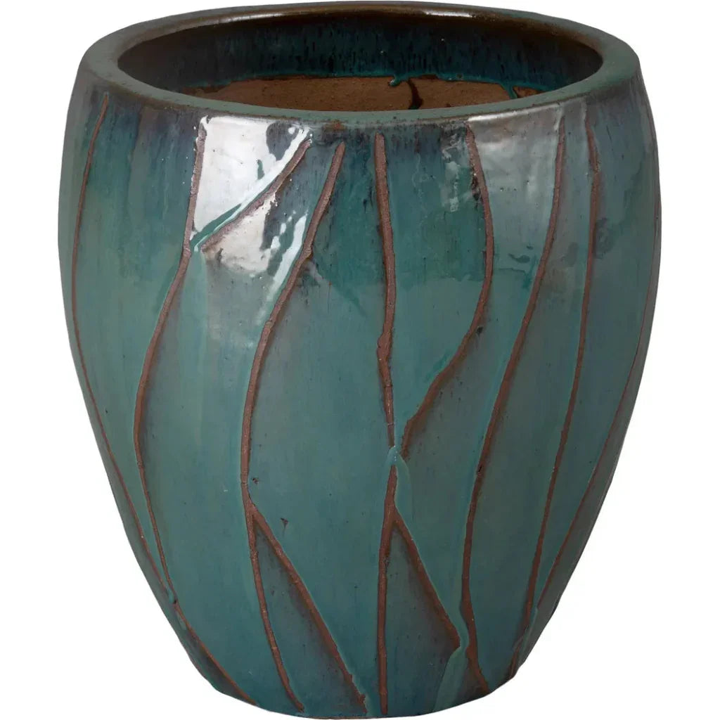 Emissary Breeze Round Teal Ceramic Planter
