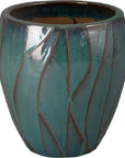 Emissary Breeze Round Teal Ceramic Planter