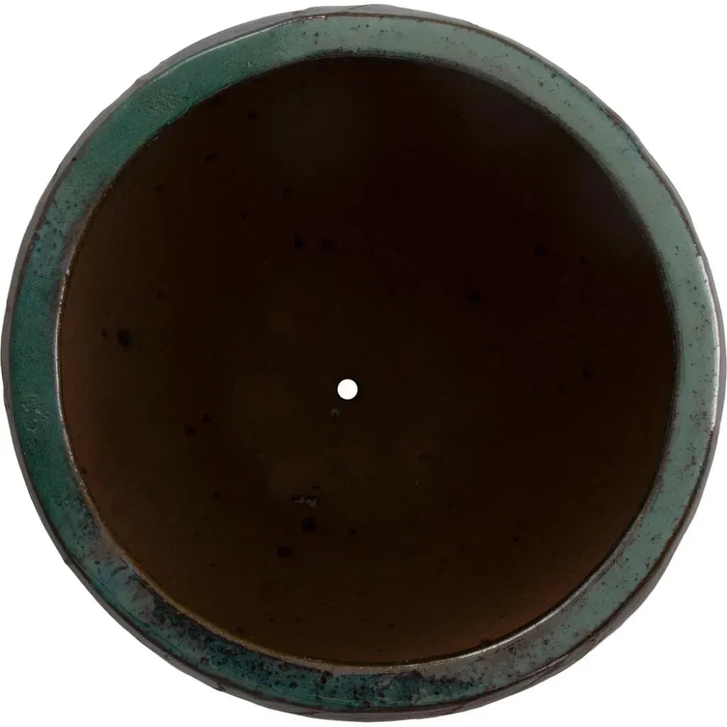 Emissary Breeze Round Teal Ceramic Planter