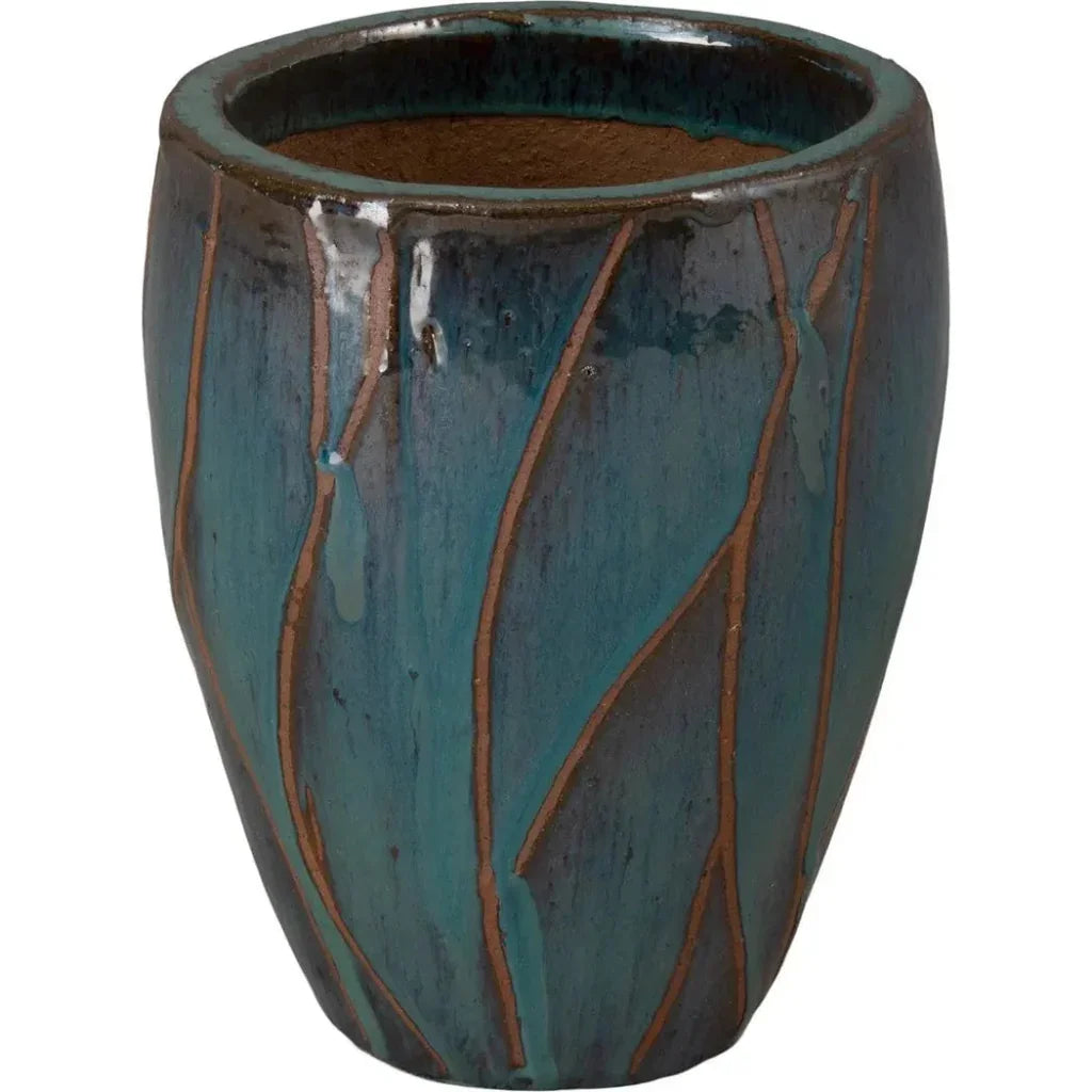 Emissary Breeze Round Teal Ceramic Planter