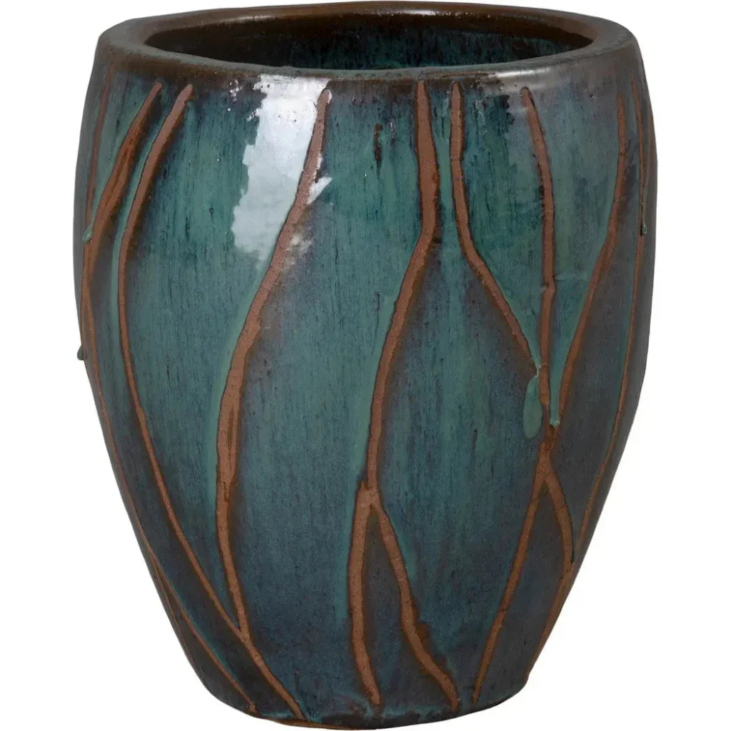 Emissary Breeze Round Teal Ceramic Planter