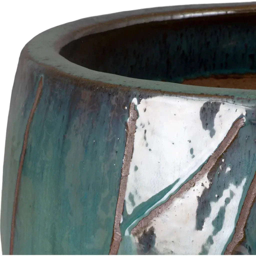 Emissary Breeze Round Teal Ceramic Planter