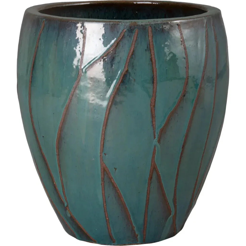 Emissary Breeze Round Teal Ceramic Planter