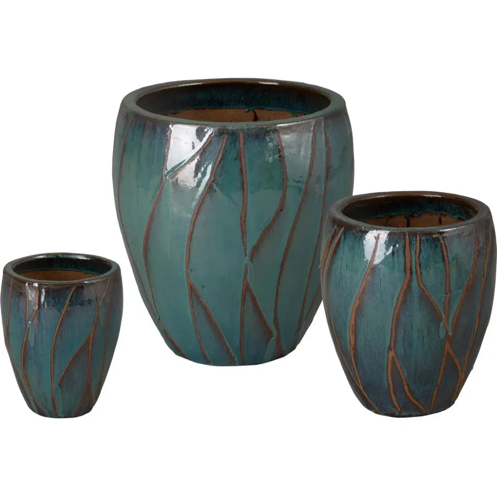 Emissary Breeze Round Teal Ceramic Planter