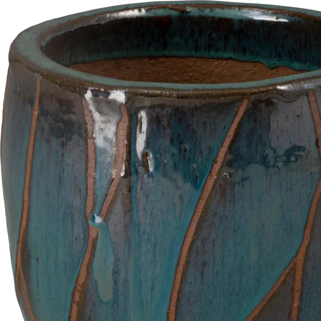 Emissary Breeze Round Teal Ceramic Planter
