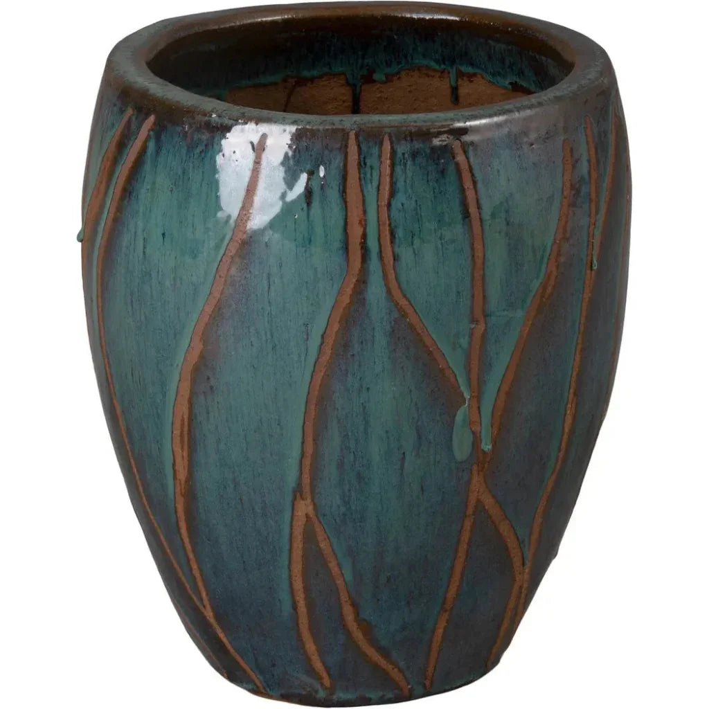 Emissary Breeze Round Teal Ceramic Planter