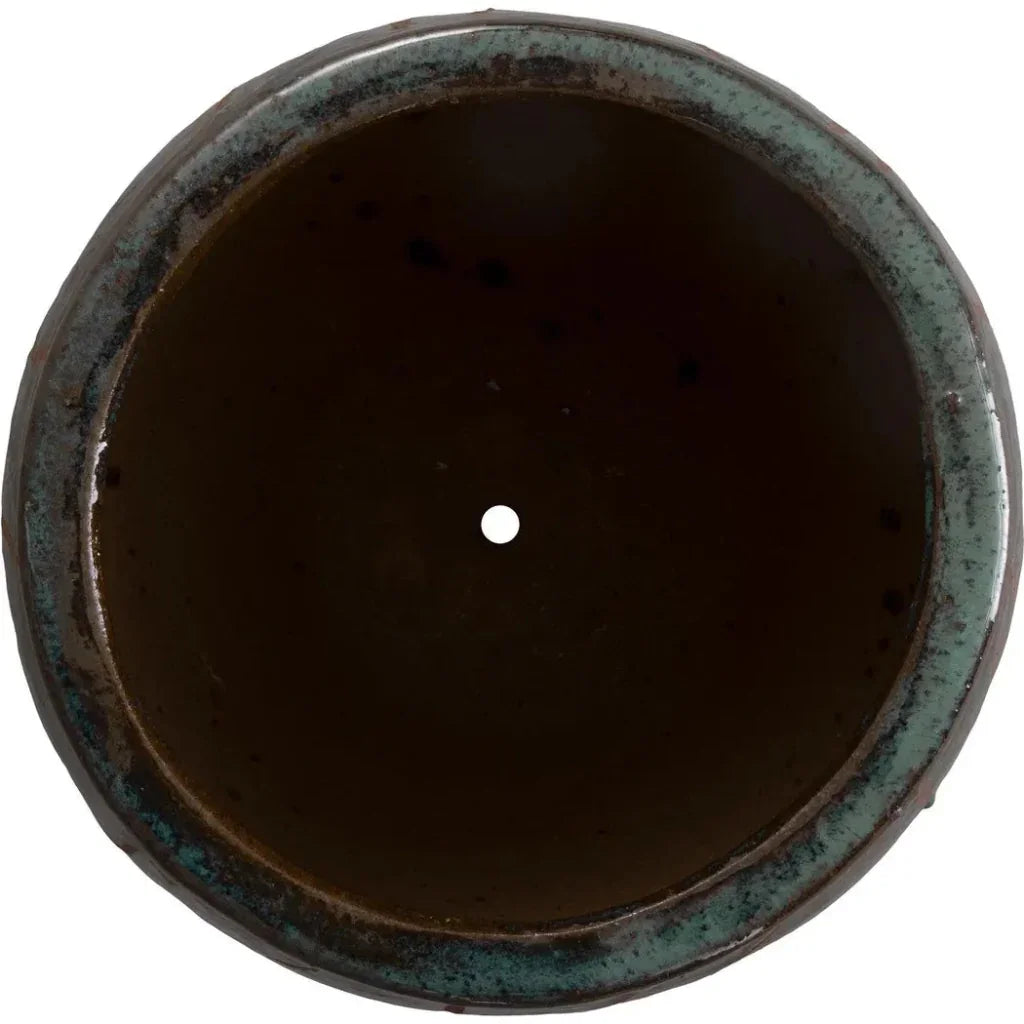 Emissary Breeze Round Teal Ceramic Planter
