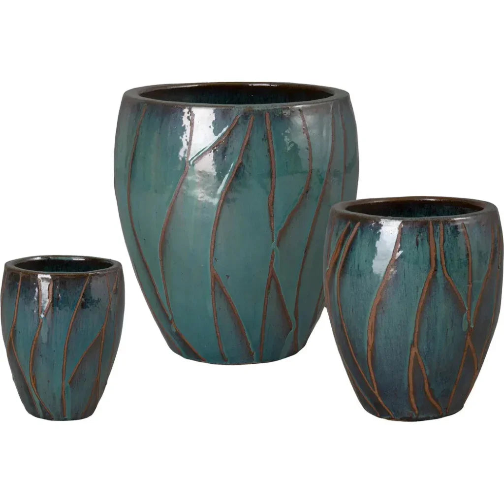 Emissary Breeze Round Teal Ceramic Planter