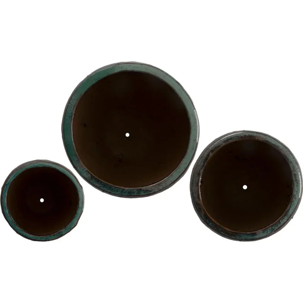 Emissary Breeze Round Teal Ceramic Planter