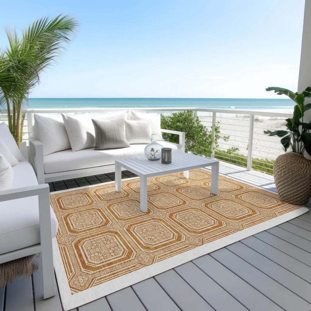 Brithara Orange Washable Indoor - Outdoor Rug - LOOMLAN - LOOMLAN Rugs - Outdoor Rugs