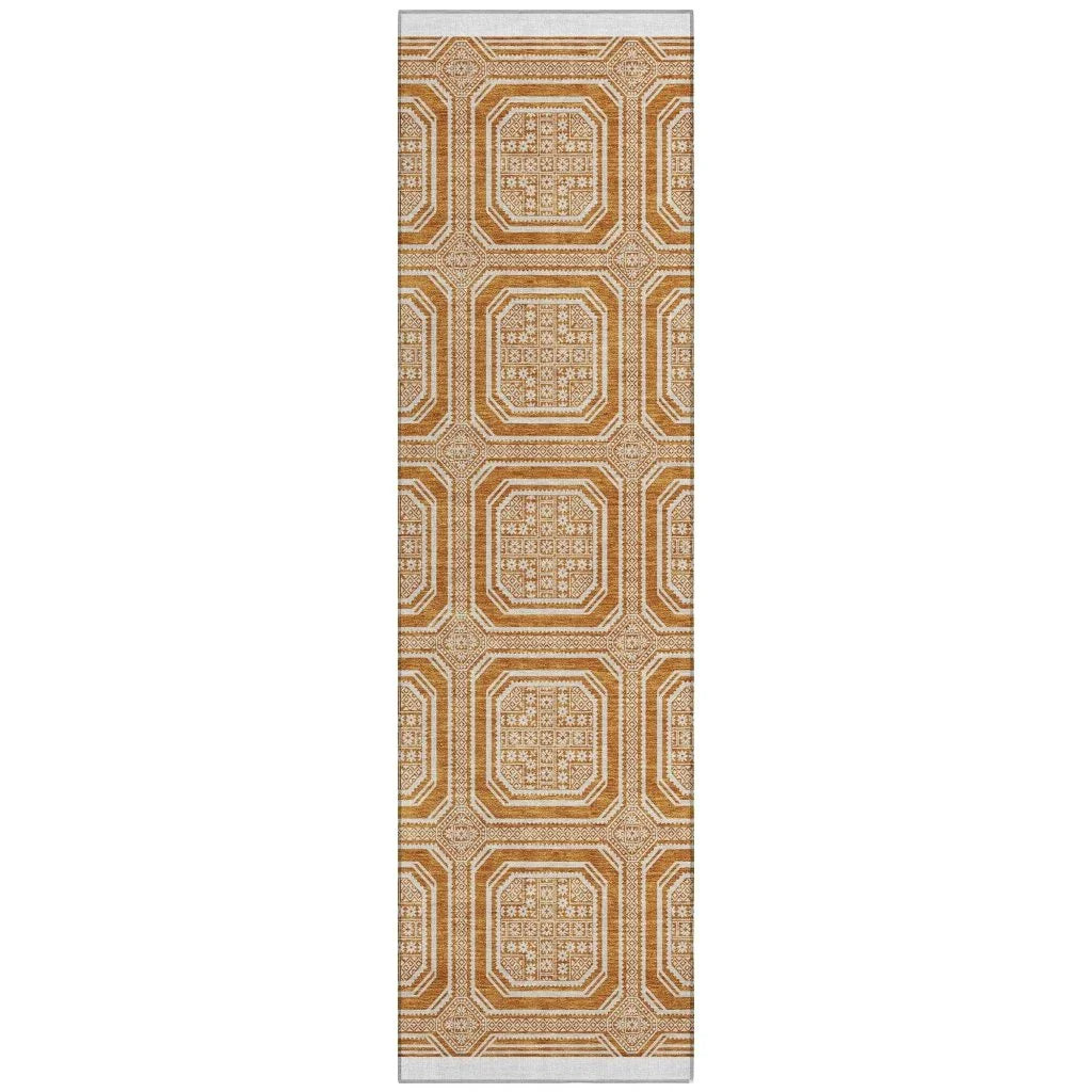 Brithara Orange Washable Indoor - Outdoor Rug - LOOMLAN - LOOMLAN Rugs - Outdoor Rugs