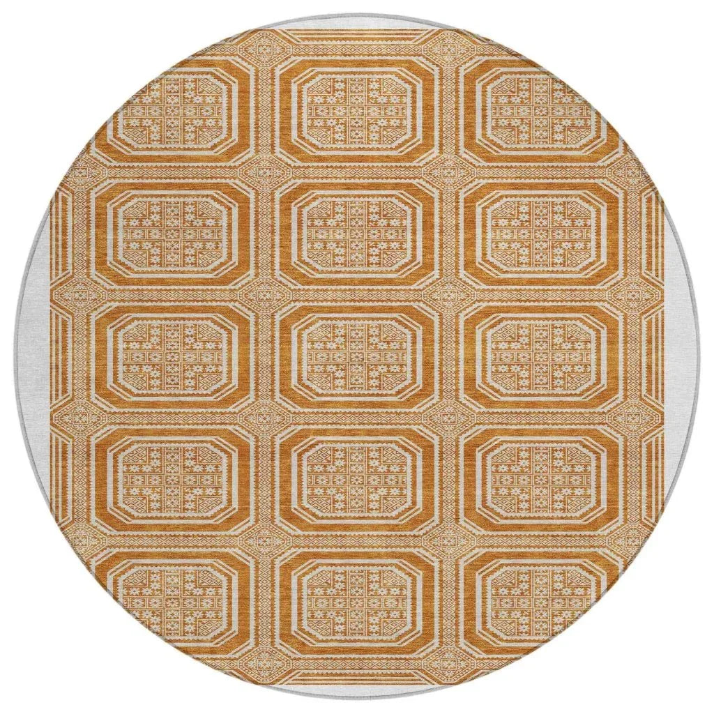 Brithara Orange Washable Indoor - Outdoor Rug - LOOMLAN - LOOMLAN Rugs - Outdoor Rugs