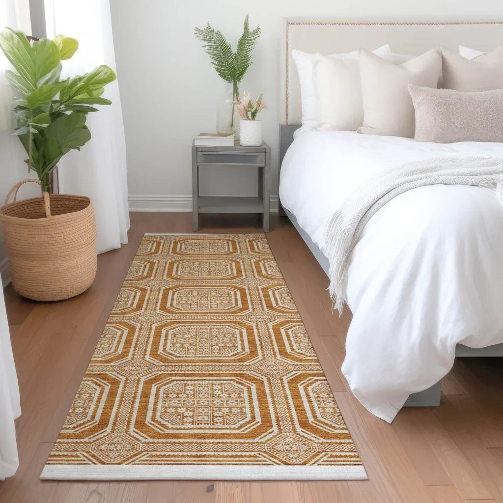 Brithara Orange Washable Indoor - Outdoor Rug - LOOMLAN - LOOMLAN Rugs - Outdoor Rugs