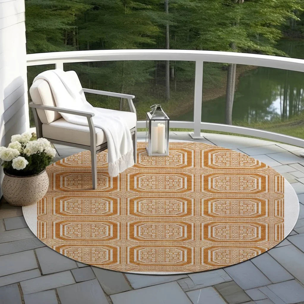 Brithara Orange Washable Indoor - Outdoor Rug - LOOMLAN - LOOMLAN Rugs - Outdoor Rugs
