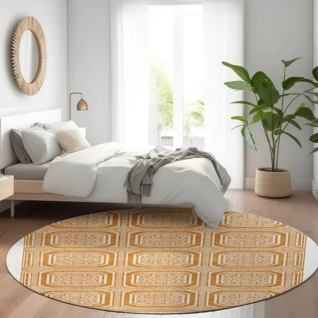 Brithara Orange Washable Indoor - Outdoor Rug - LOOMLAN - LOOMLAN Rugs - Outdoor Rugs
