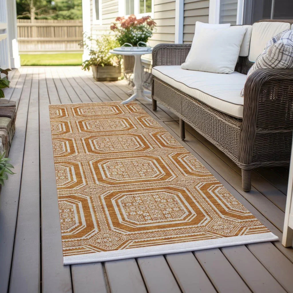 Brithara Orange Washable Indoor - Outdoor Rug - LOOMLAN - LOOMLAN Rugs - Outdoor Rugs