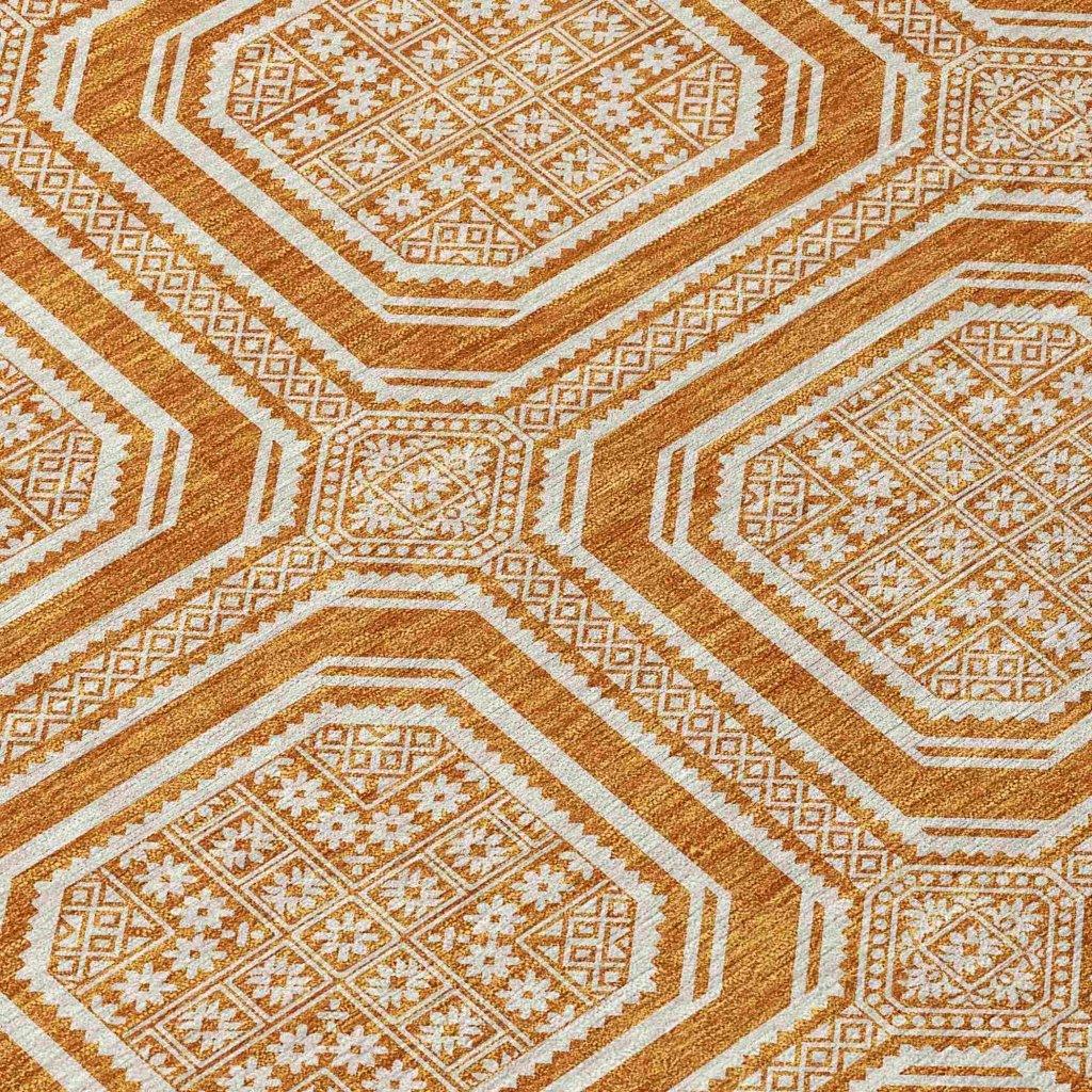 Brithara Orange Washable Indoor - Outdoor Rug - LOOMLAN - LOOMLAN Rugs - Outdoor Rugs