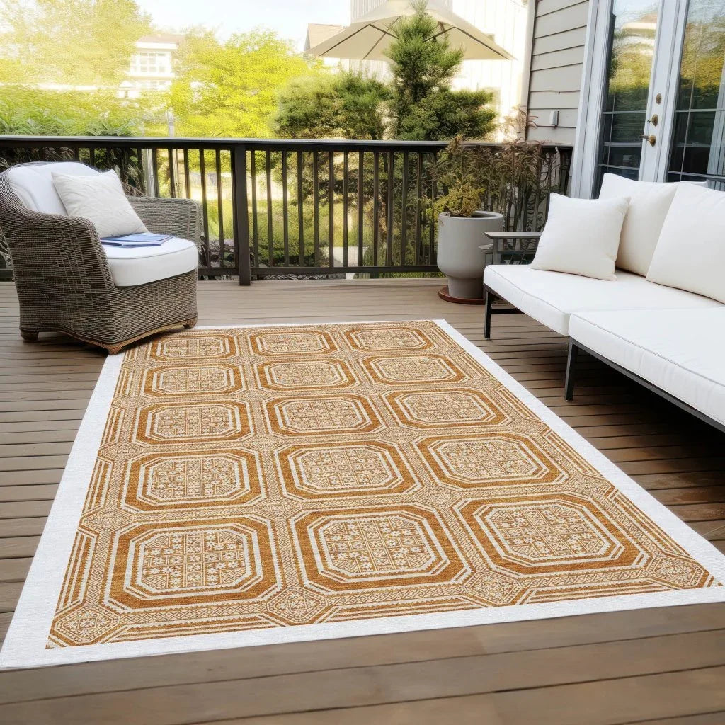 Brithara Orange Washable Indoor - Outdoor Rug - LOOMLAN - LOOMLAN Rugs - Outdoor Rugs