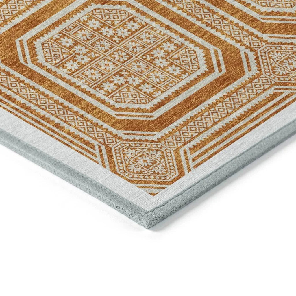 Brithara Orange Washable Indoor - Outdoor Rug - LOOMLAN - LOOMLAN Rugs - Outdoor Rugs