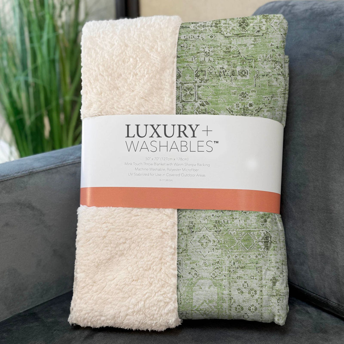 Parallel Bands Green Washable Indoor-Outdoor Rug