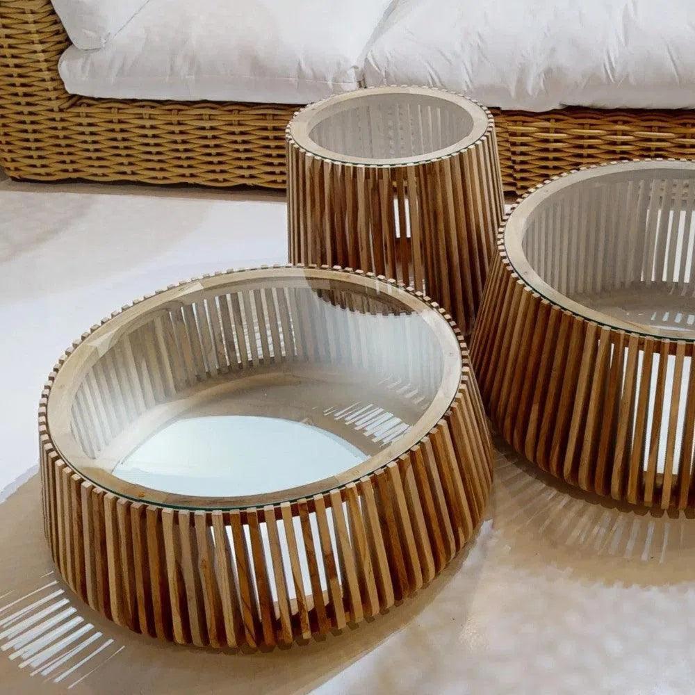 Alder Teak Round Coffee Table Indoor or Outdoor -- view 2