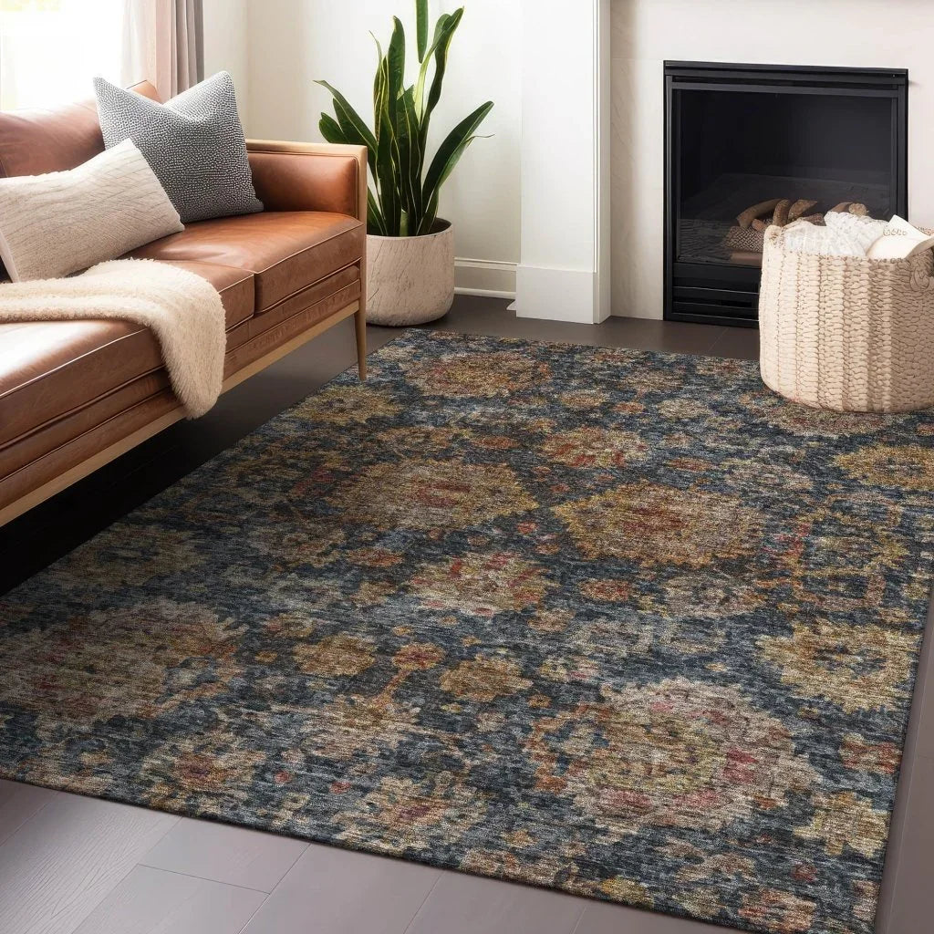 LOOMLAN Rugs Cadenza Blue Washable Indoor-Outdoor Rug