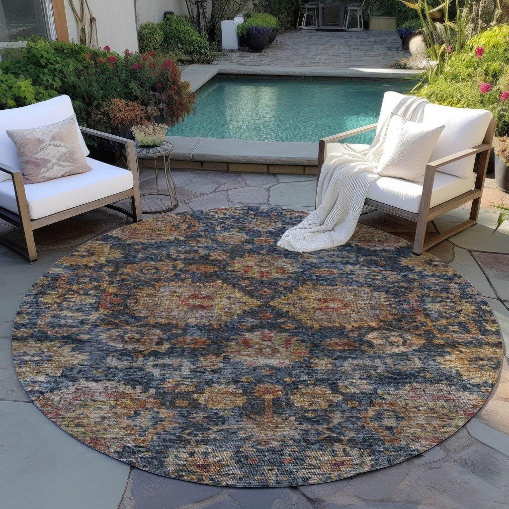 LOOMLAN Rugs Cadenza Blue Washable Indoor-Outdoor Rug