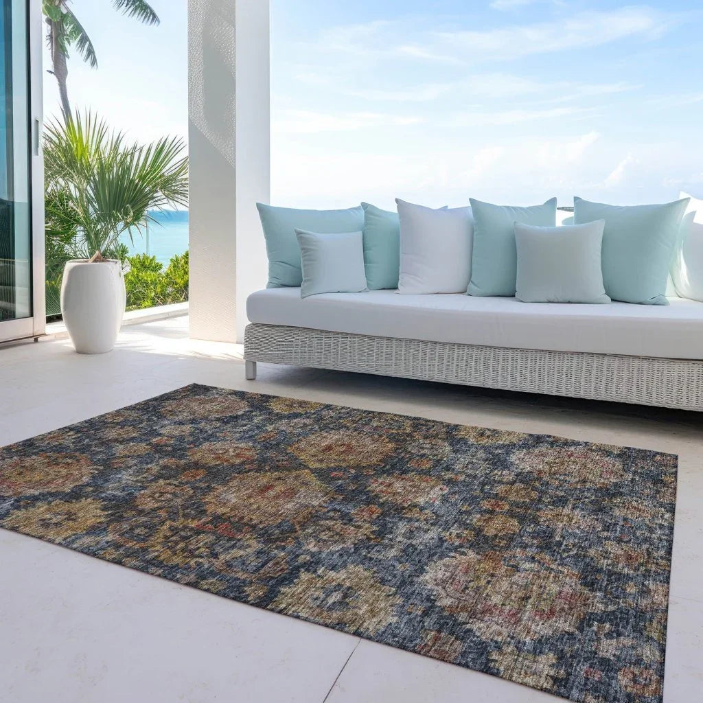 LOOMLAN Rugs Cadenza Blue Washable Indoor-Outdoor Rug