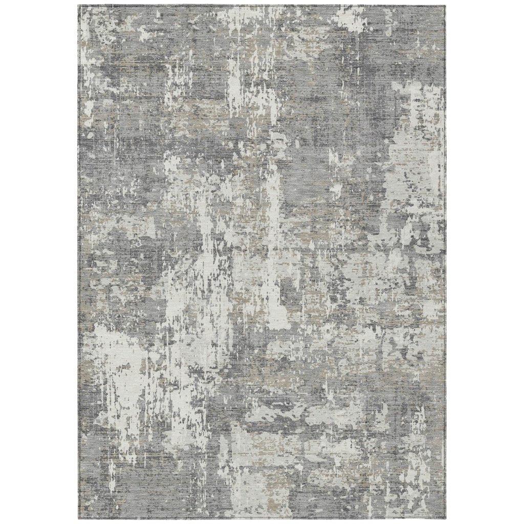 LOOMLAN Rugs Caelan Gray Washable Indoor-Outdoor Rug