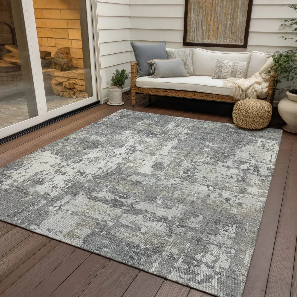 LOOMLAN Rugs Caelan Gray Washable Indoor-Outdoor Rug