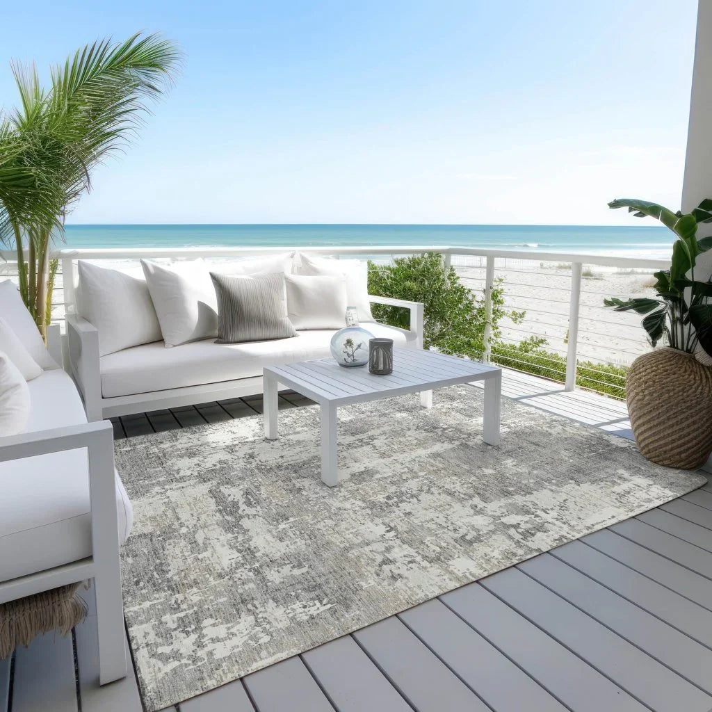 LOOMLAN Rugs Caelan Gray Washable Indoor-Outdoor Rug