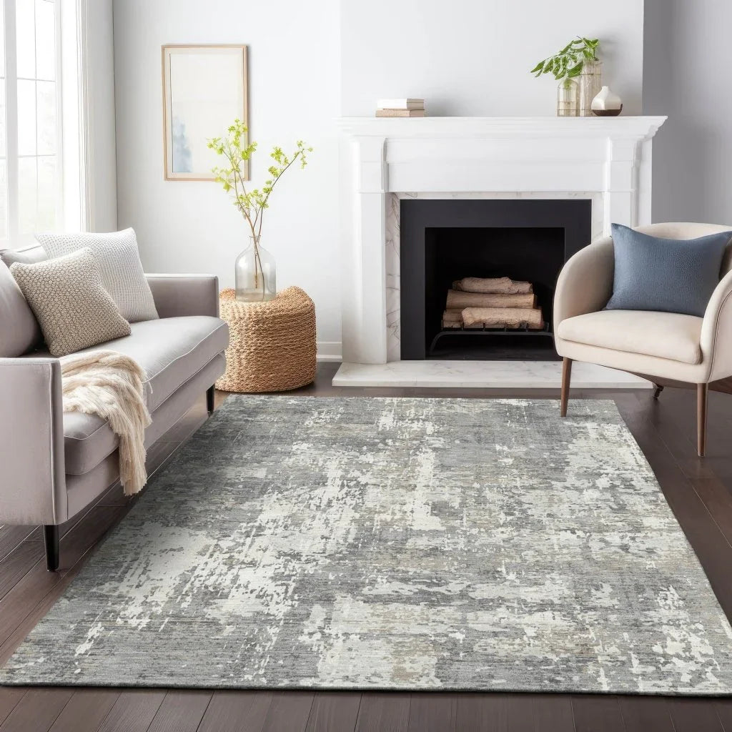 LOOMLAN Rugs Caelan Gray Washable Indoor-Outdoor Rug