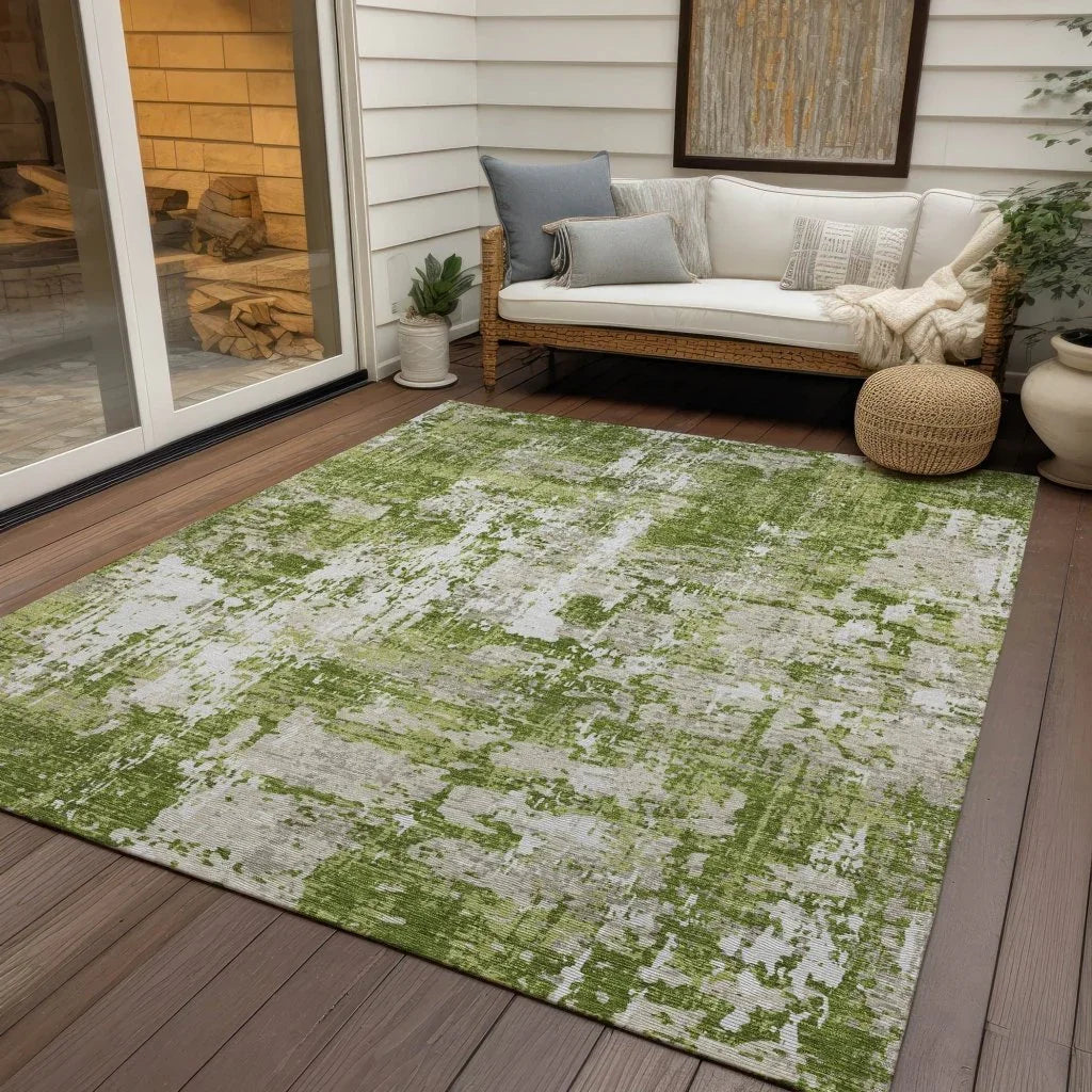 LOOMLAN Rugs Caelan Green Washable Indoor-Outdoor Rug