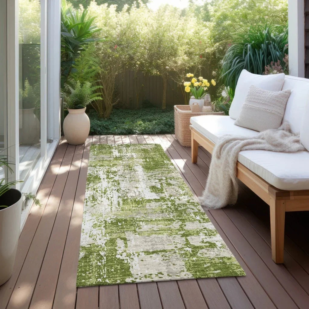 LOOMLAN Rugs Caelan Green Washable Indoor-Outdoor Rug