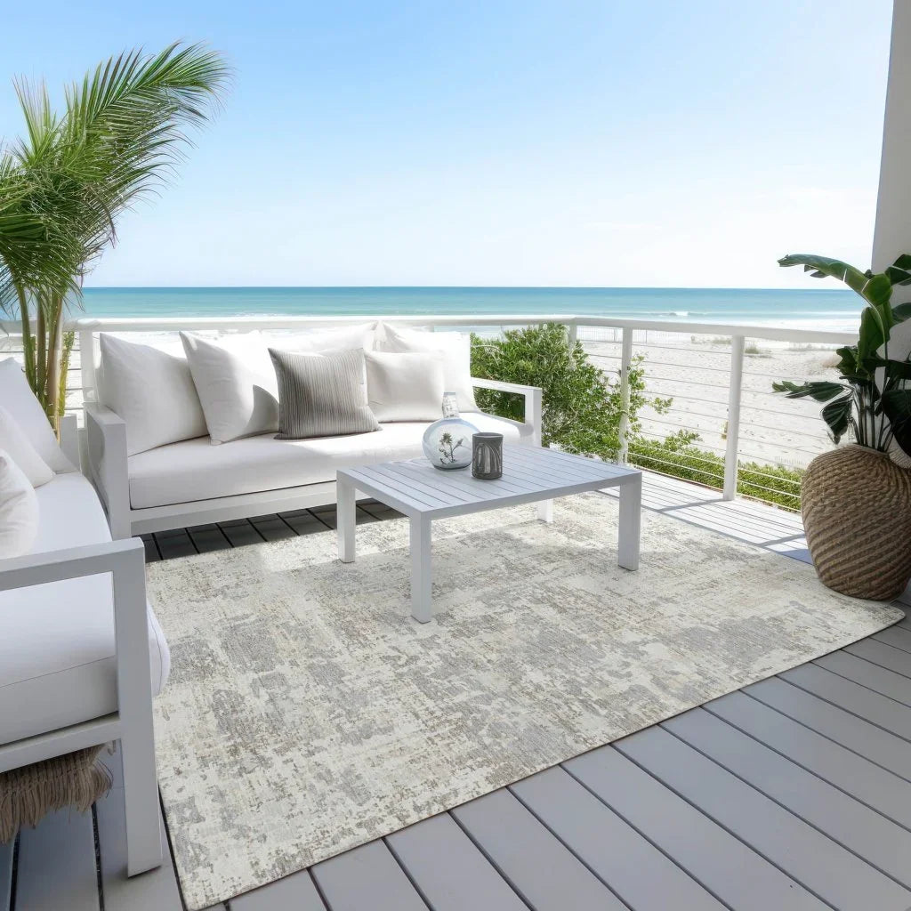 LOOMLAN Rugs Caelan Ivory Washable Indoor-Outdoor Rug
