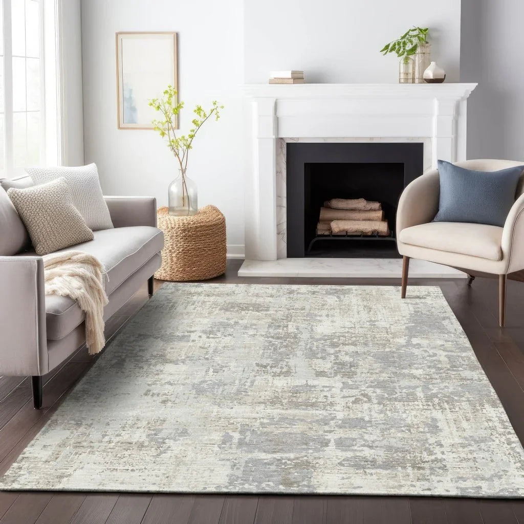 LOOMLAN Rugs Caelan Ivory Washable Indoor-Outdoor Rug