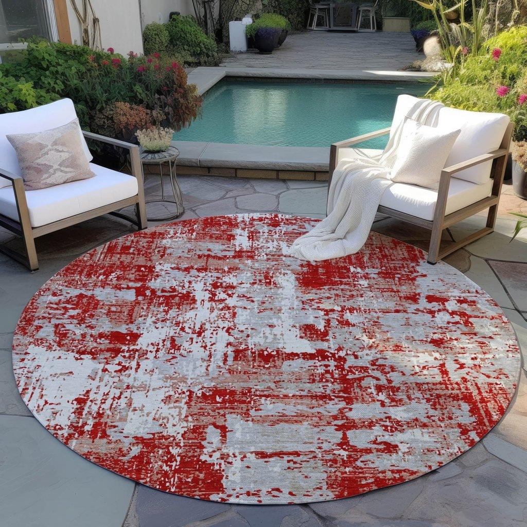LOOMLAN Rugs Caelan Red Washable Indoor-Outdoor Rug