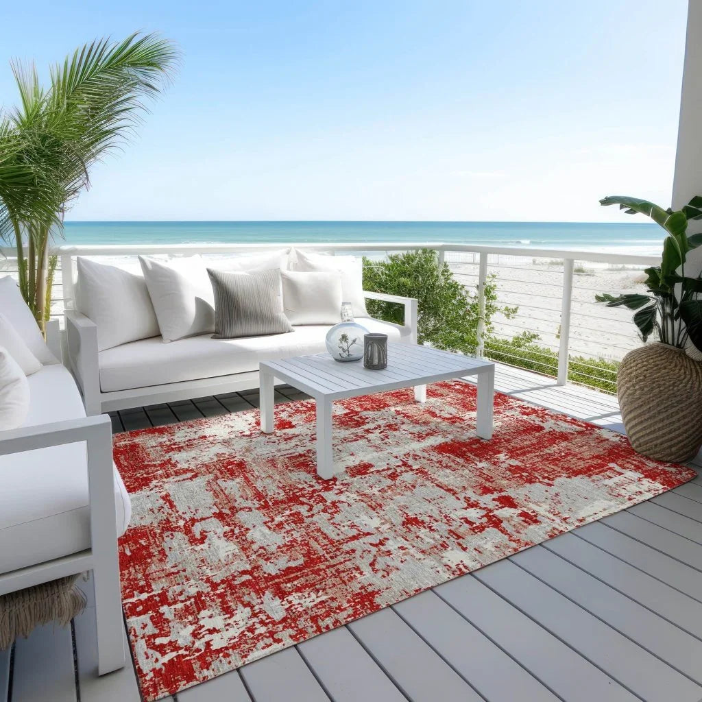LOOMLAN Rugs Caelan Red Washable Indoor-Outdoor Rug