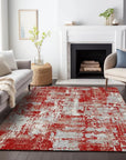 LOOMLAN Rugs Caelan Red Washable Indoor-Outdoor Rug
