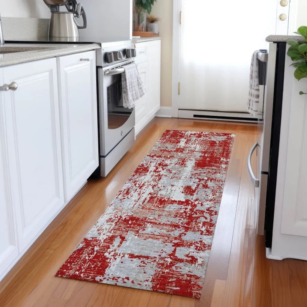 LOOMLAN Rugs Caelan Red Washable Indoor-Outdoor Rug