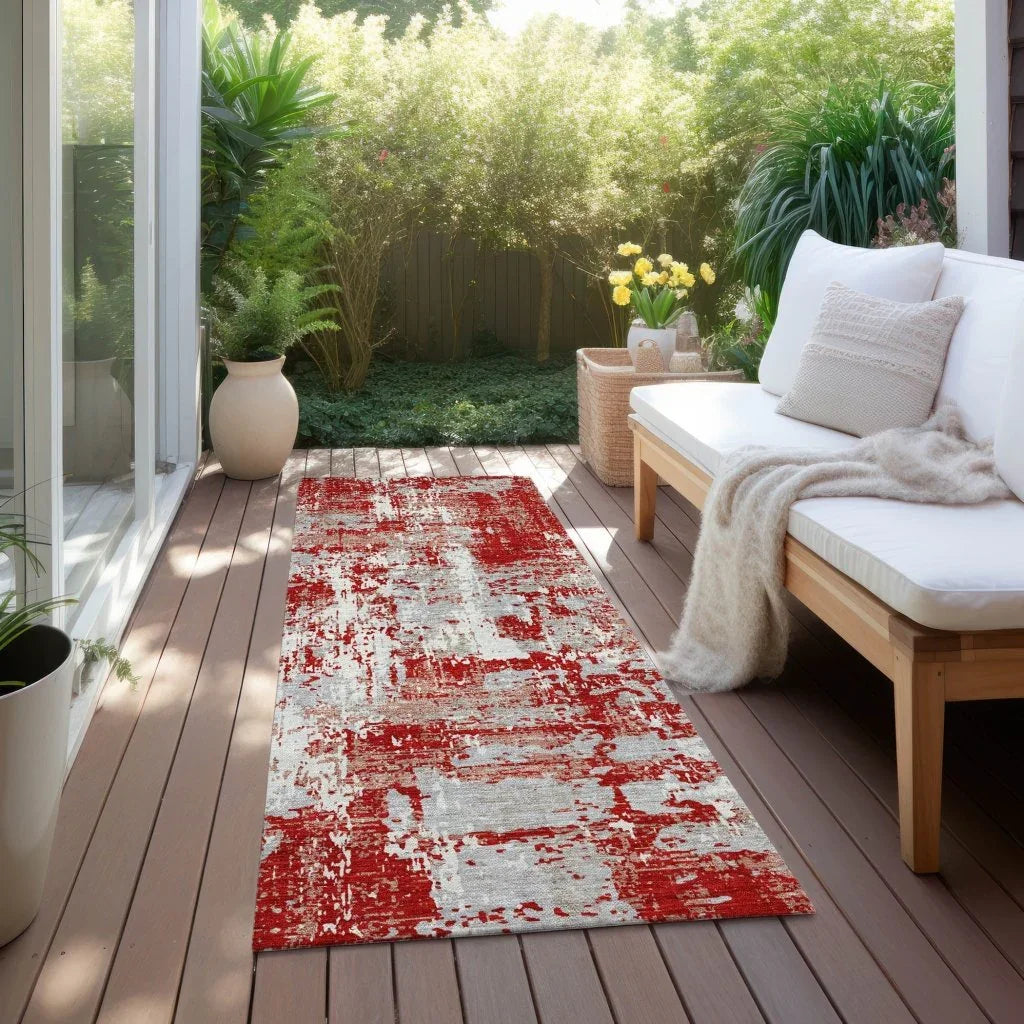 LOOMLAN Rugs Caelan Red Washable Indoor-Outdoor Rug
