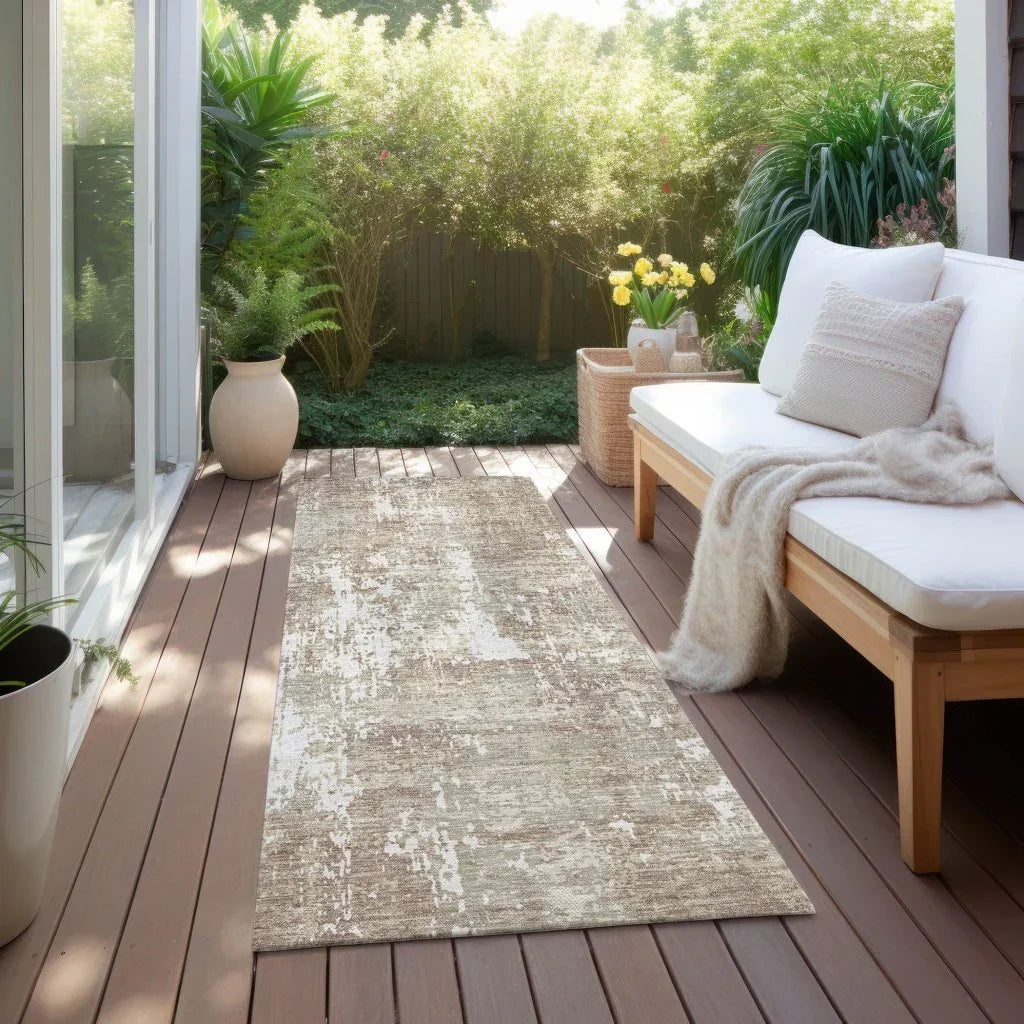 LOOMLAN Rugs Caelan Taupe Washable Indoor-Outdoor Rug