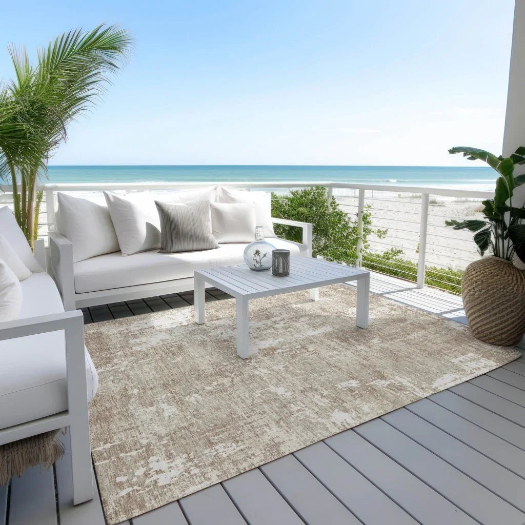 LOOMLAN Rugs Caelan Taupe Washable Indoor-Outdoor Rug