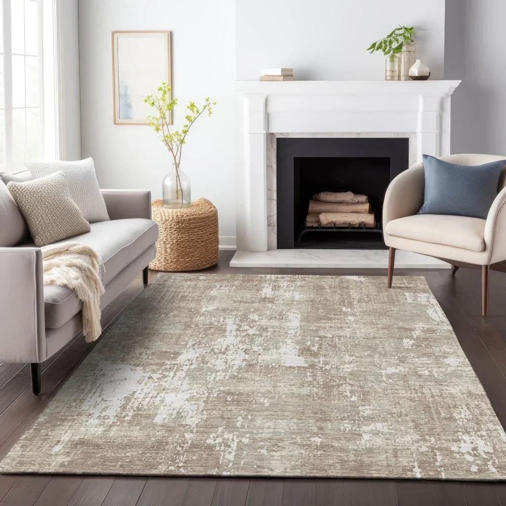 LOOMLAN Rugs Caelan Taupe Washable Indoor-Outdoor Rug