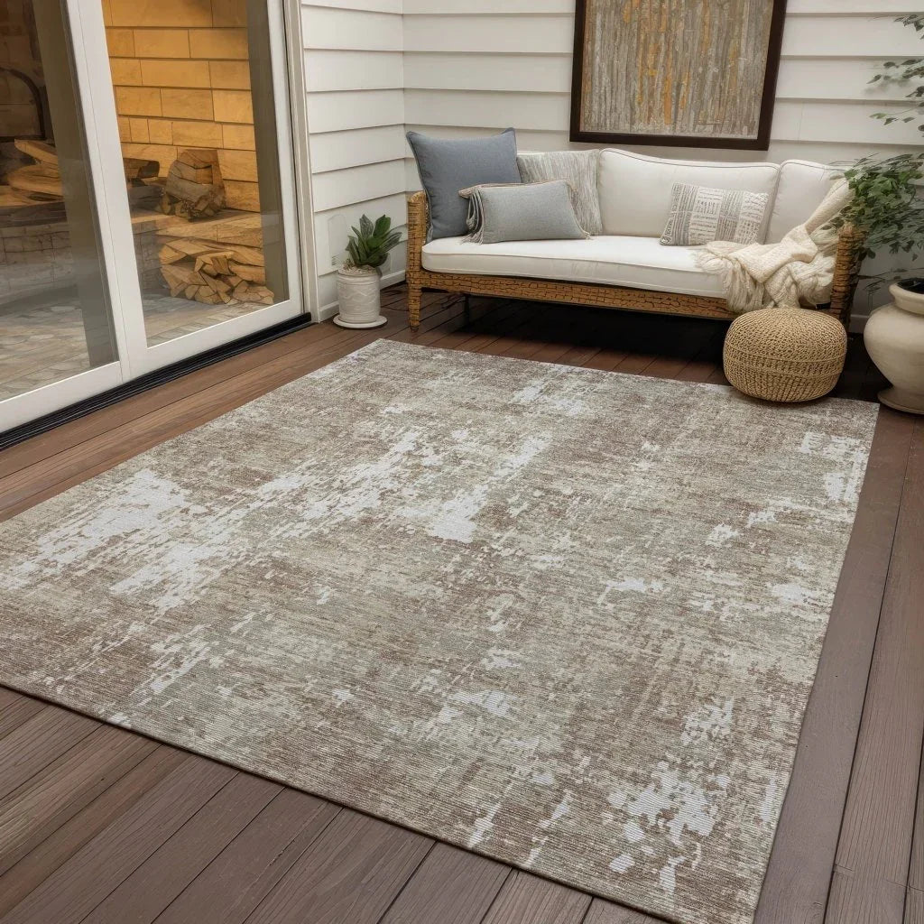 LOOMLAN Rugs Caelan Taupe Washable Indoor-Outdoor Rug
