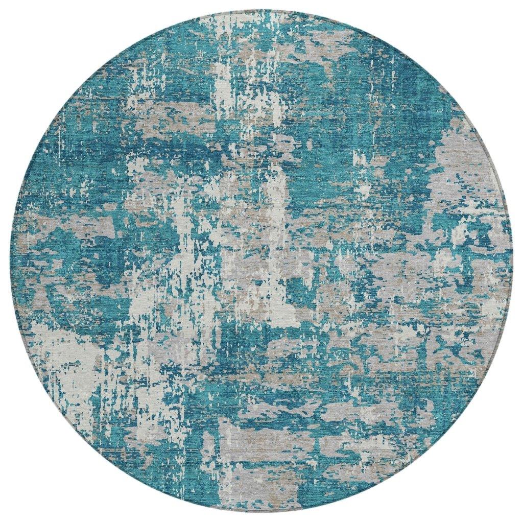 LOOMLAN Rugs Caelan Teal Washable Indoor-Outdoor Rug