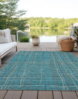 LOOMLAN Rugs Calista Teal Washable Indoor-Outdoor Rug