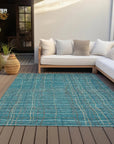 LOOMLAN Rugs Calista Teal Washable Indoor-Outdoor Rug
