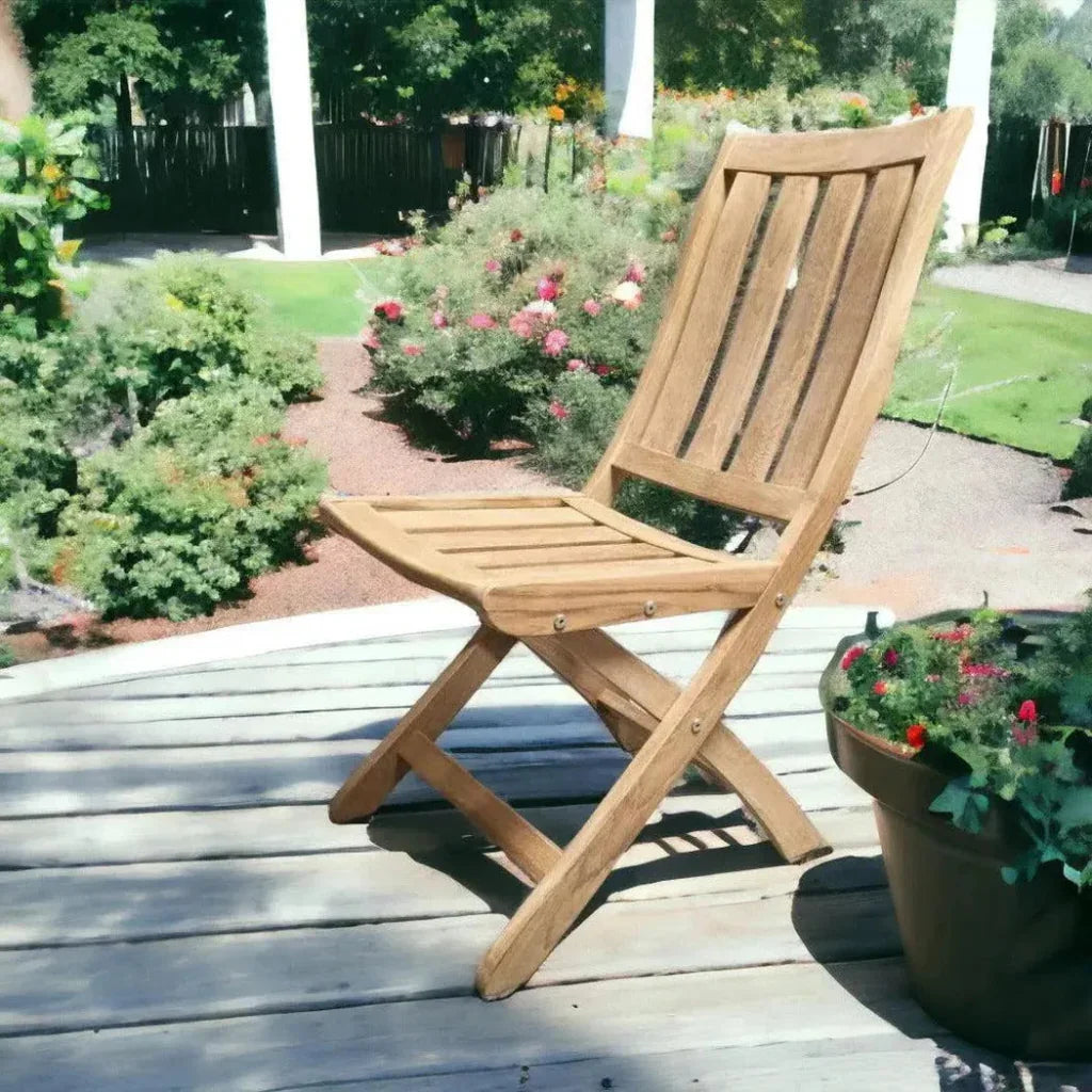 Cambria Teak Outdoor Folding Chair - LOOMLAN - HiTeak - Outdoor Lounge Chairs